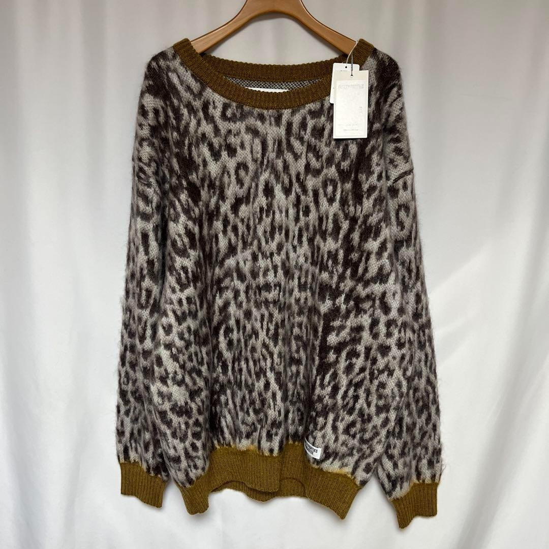 新品 WACKOMARIA レオパードモヘア クルーネック ニットXL拍卖