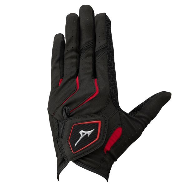 【新品】ミズノ W-GRIP ダブルグリップ 指先ショート 手袋/左手 グローブ ブラック×レッド 23cm 5MJMS40109拍卖