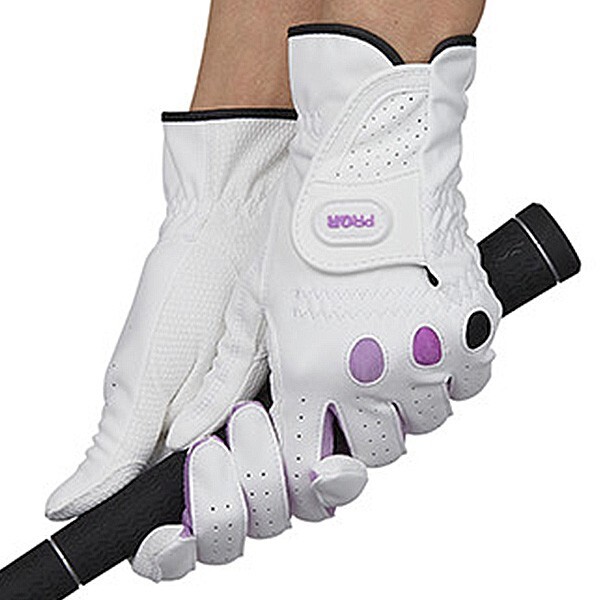 【新品】プロギア PRGR PGL-17W 両手用 グローブ ホワイト×パープル 19cm拍卖