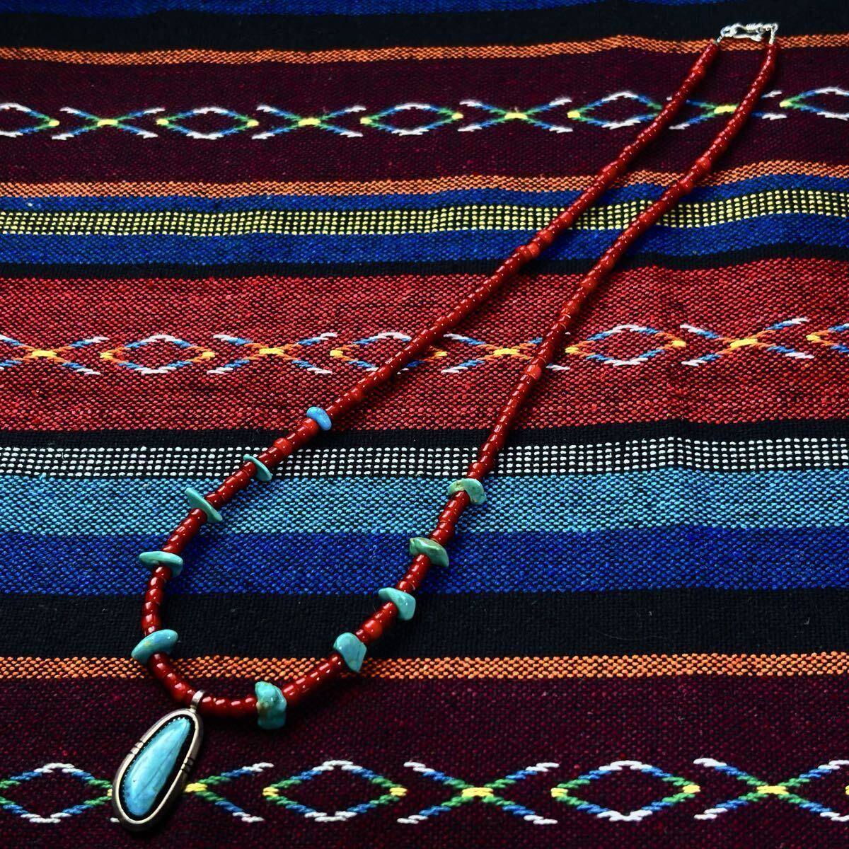 ヴェネチアン アンティーク ホワイトハーツ アリゾナ産 ターコイズ ネックレス # インディアン ネイティブ拍卖