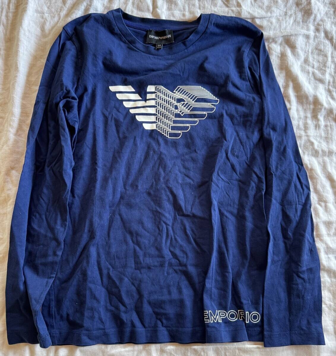 エンポリオアルマーニ EMPORIO ARMANI 長袖 Tシャツ カットソー 12A/154CM 濃紺 シンプル拍卖