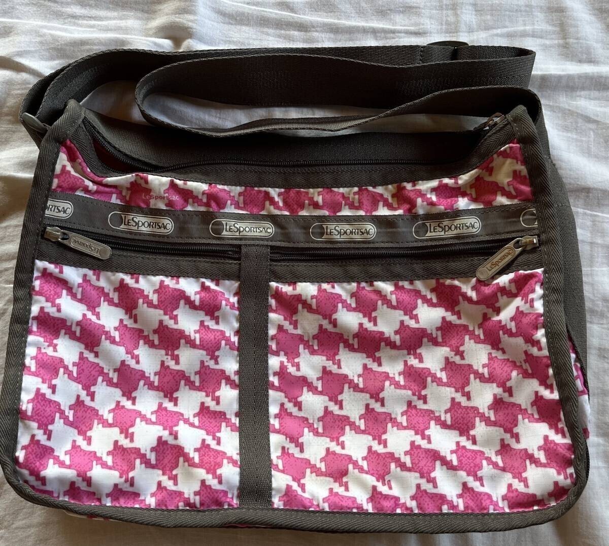 レスポートサック ショルダーバッグ ギンガムチェック 桃色 定番 保管品拍卖