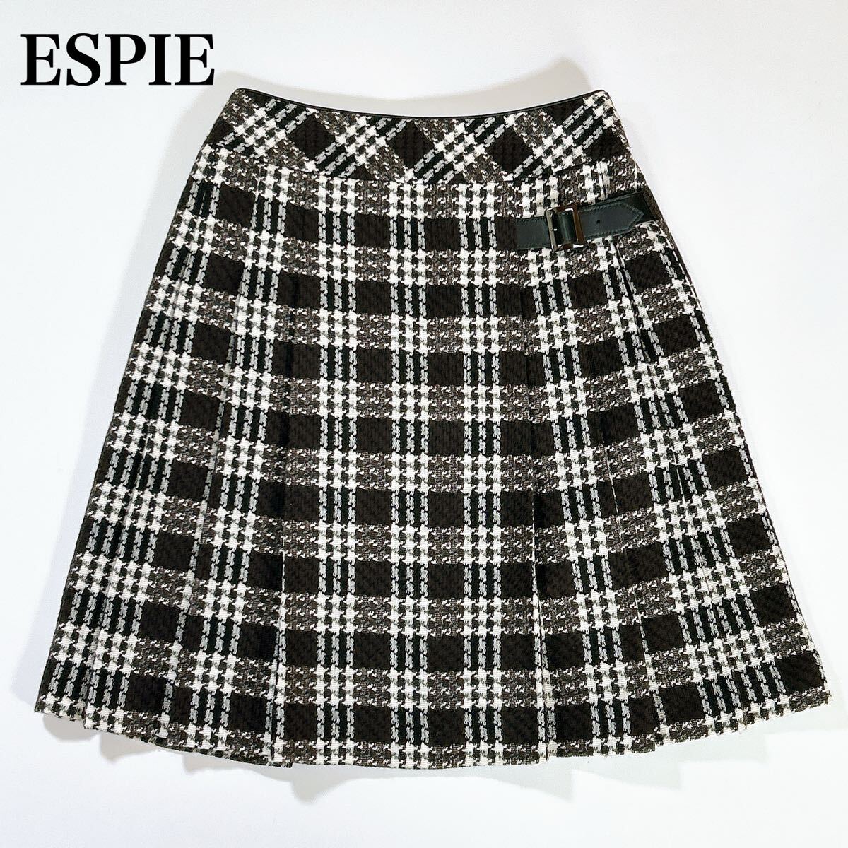 ESPIE エスピエ スカート チェック柄 ベルト 34 XS レディース C92509-31拍卖