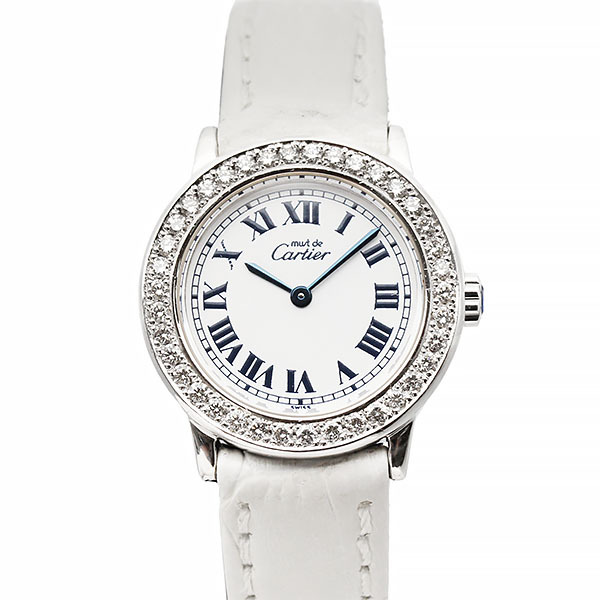 カルティエ Cartier マストロンド 1806 白文字盤 SV925 アフターダイヤベゼル レディース腕時計 クォーツ 女性 ブランド ヴィンテージ拍卖