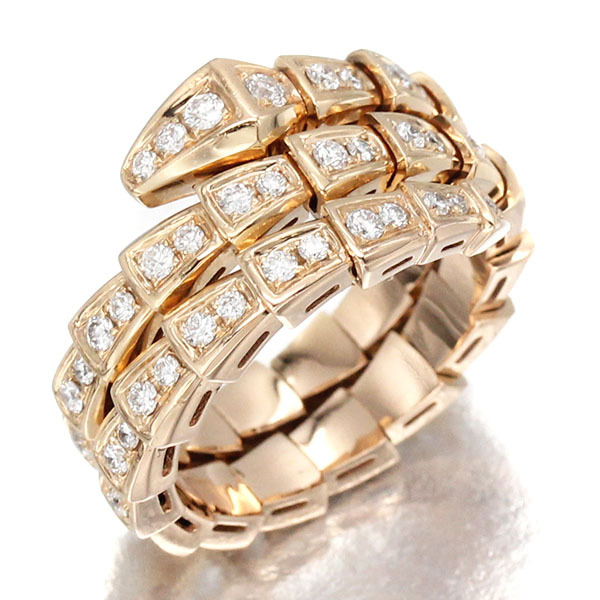 K18PG 蛇モチーフ ダイヤモンド リング 13号 ピンクゴールド750 10.8g 指輪 宝石 ジュエリー 女性 レディース 誕生日 プレゼント拍卖