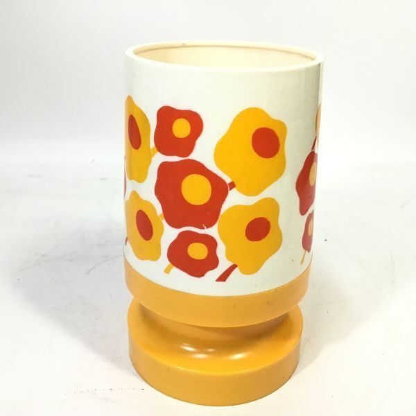 昭和レトロ 箸立て 花柄 マルミヤ イエロー レトロポップ 黄色拍卖