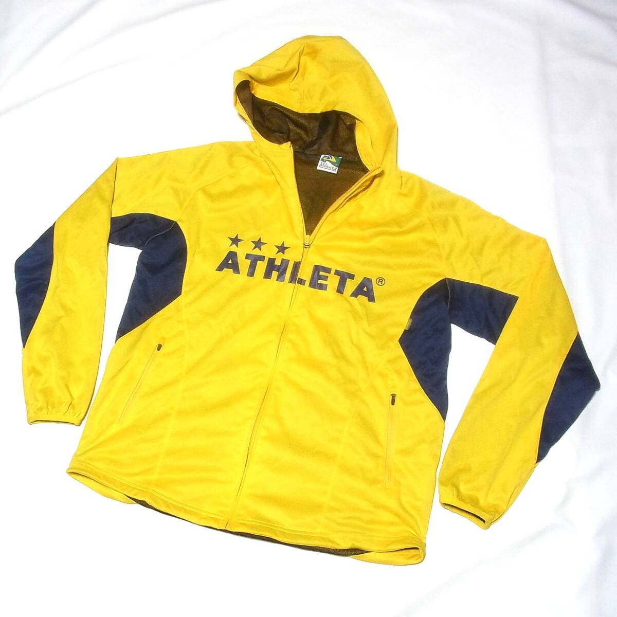ATHLETA アスレタ フルジップ パーカー O◎山吹色 マスタード 裏地メッシュ◎ウインドブレーカー ジャケット◎清掃済 裾裏かがりあり拍卖