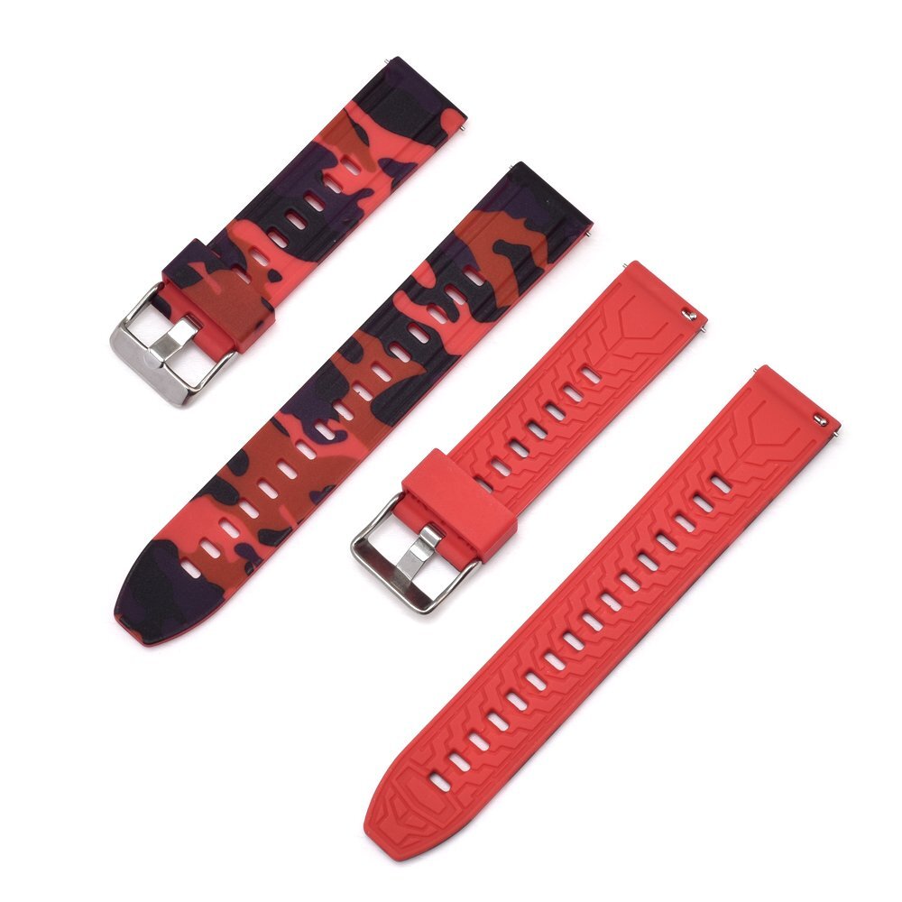 腕時計 ラバー ベルト バンド 迷彩柄 カモフラージュ柄 レッド 20mm拍卖