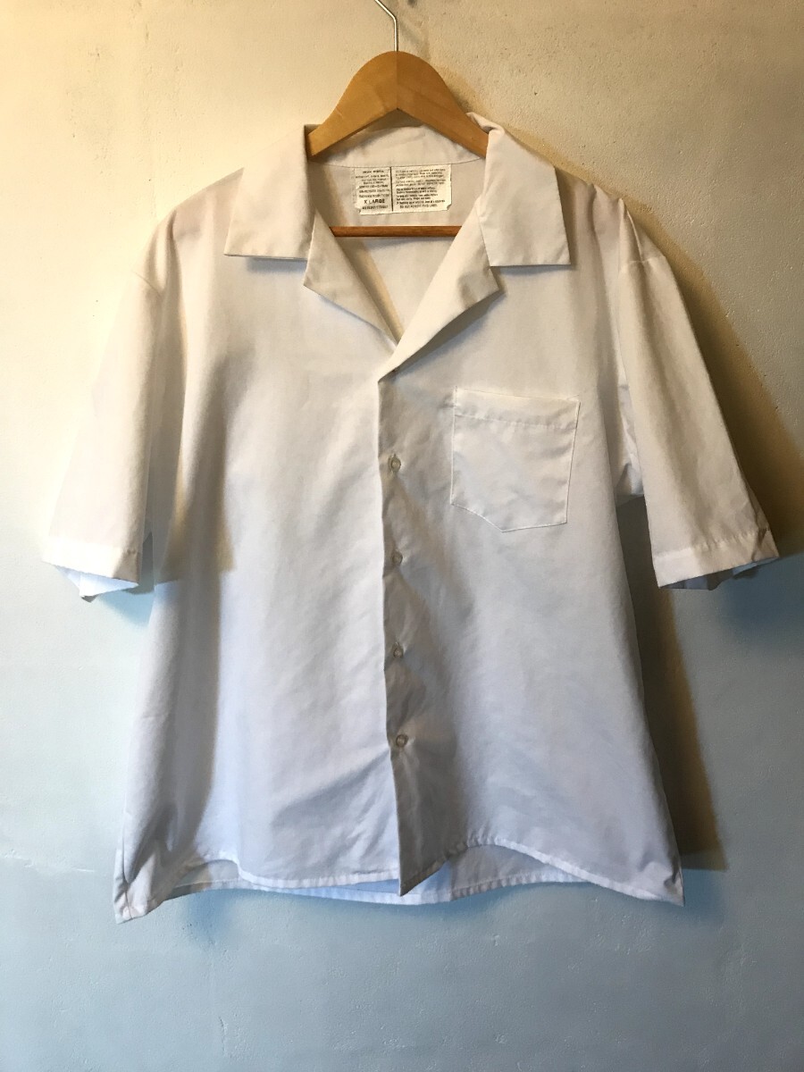 【米軍】半袖シャツ アメリカ軍 ヴィンテージ USA オープンカラー 白シャツ メディカルシャツ拍卖