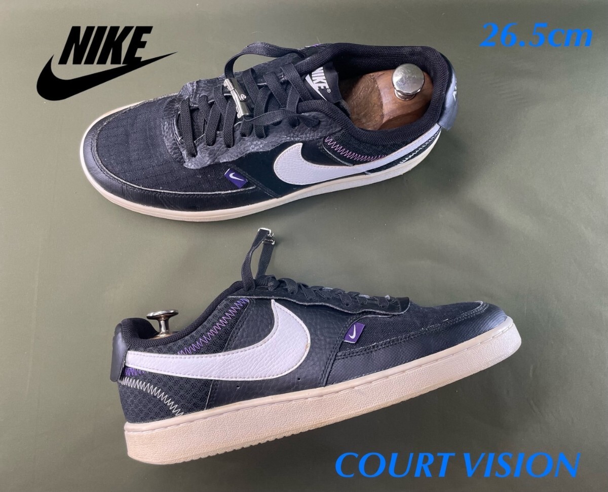 名機降臨!名作コンプリートデザイン!19年製!ナイキ【コートビジョン】ローカットスニーカー!ブラック×ホワイト 26.5cm/US8.5拍卖