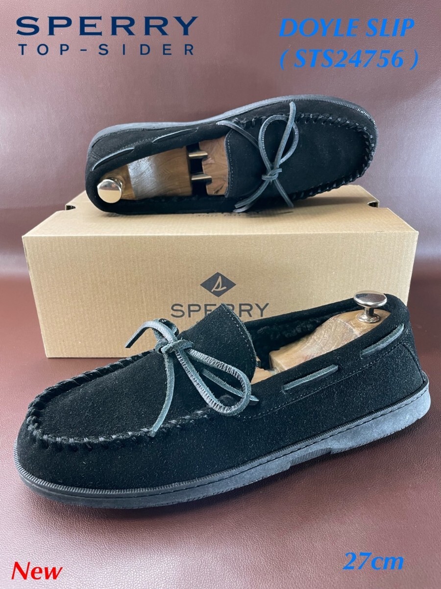 名機降臨!定12100円/未使用品!生産終了/復刻オールドモカシン!スペリー【ドイルスリッパー】デッキシューズ!ブラック 27cm/US9拍卖