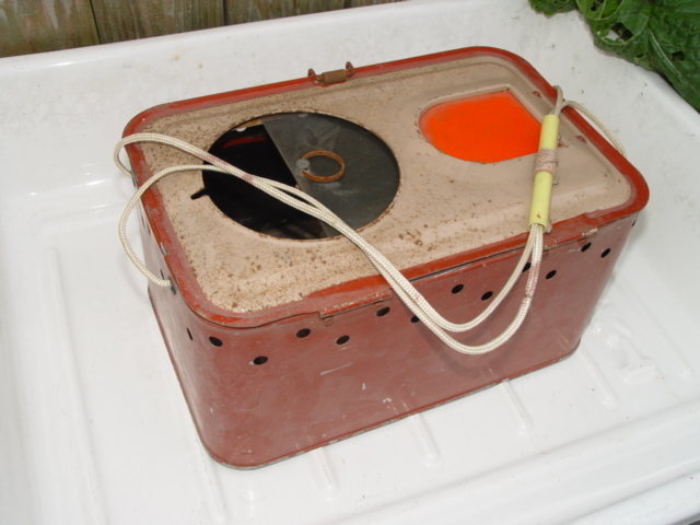 クラシック オールド 昭和 あゆ・鮎・アユ おとり入れの缶 & あゆ入れの竹筒拍卖