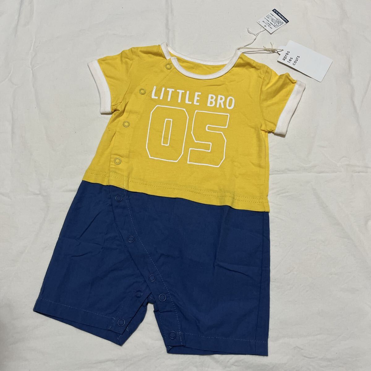 リトルブロロゴ ロンパース イエロー/ブルー 80cm ベビー服 カバーオール ショートオール 男の子 拍卖
