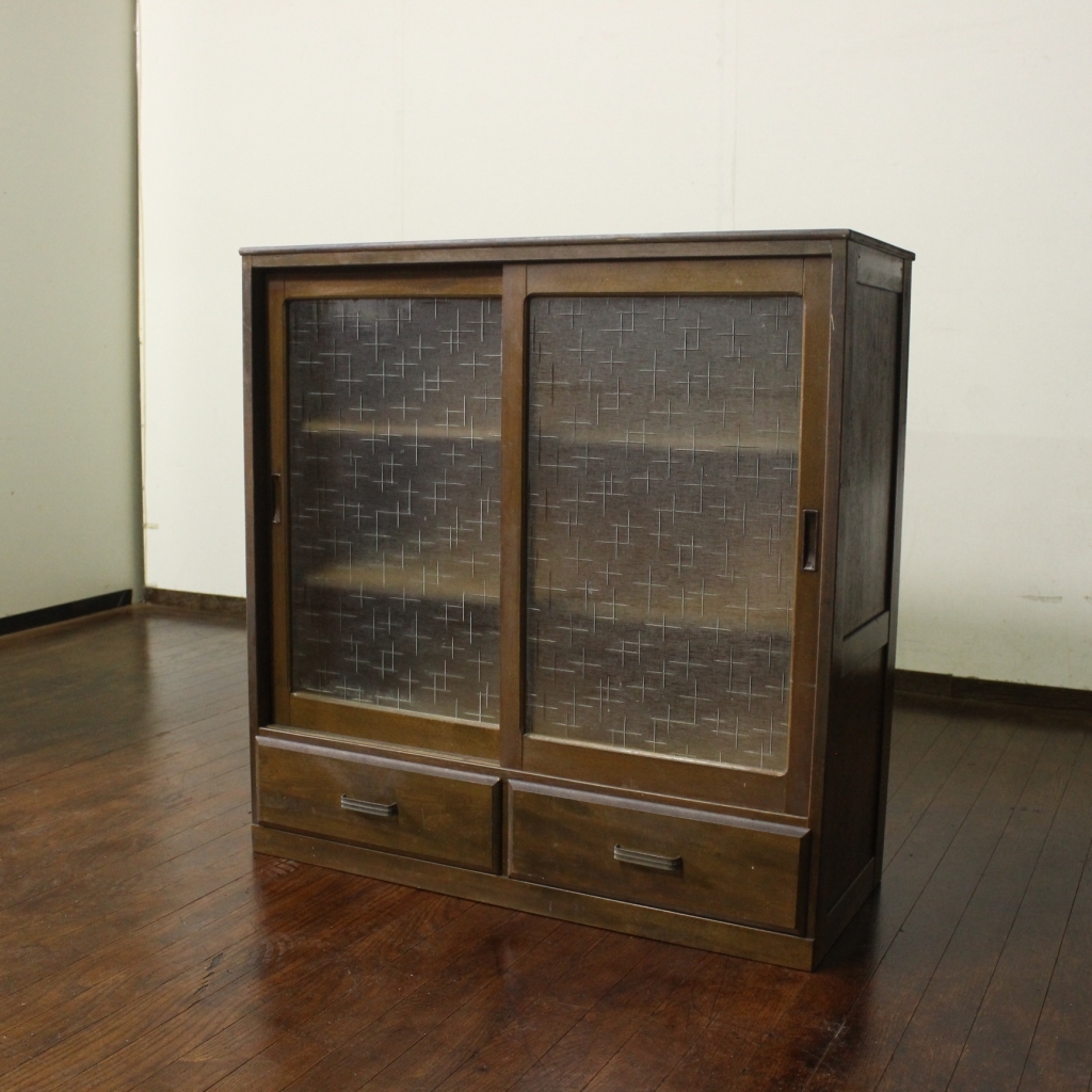 新入荷!昭和レトロ!古い木製収納棚!戸棚/ガラスケース/飾り棚/食器棚/古家具/古道具/アンティーク/収納棚/店舗什器拍卖