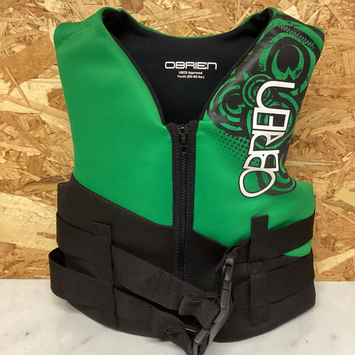 OBrienライフジャケット ジュニア用 USCG認定 グリーンブラック(ひ35拍卖