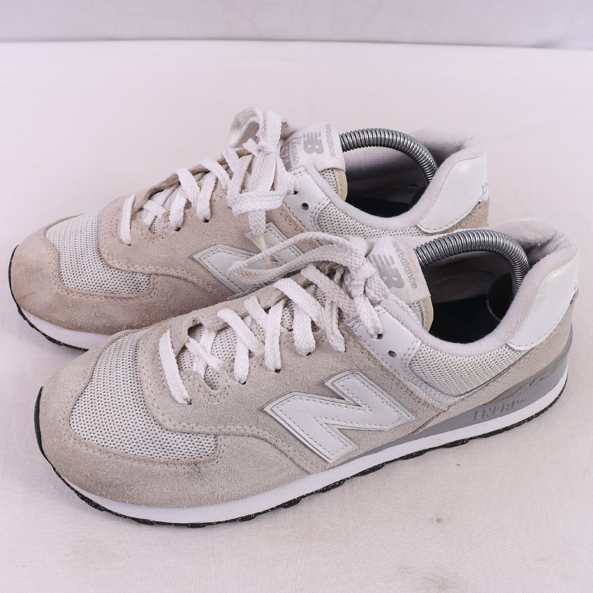 574 ニューバランス 26.5cm/new balance ライトグレー 白 ホワイト 中古 古着 メンズ スニーカー yy6684拍卖