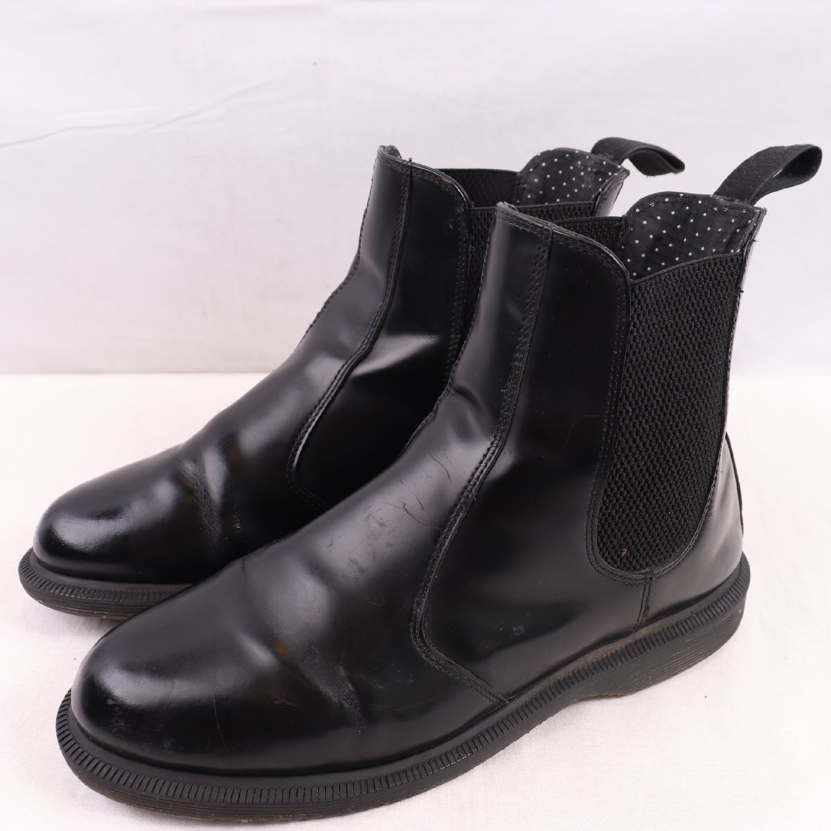 ドクターマーチン UK7/25.5cm-26.0cm/サイドゴア ブーツ チェルシーブーツ FLORA 黒 ブラック dr.martens 中古 古着 dh4265拍卖