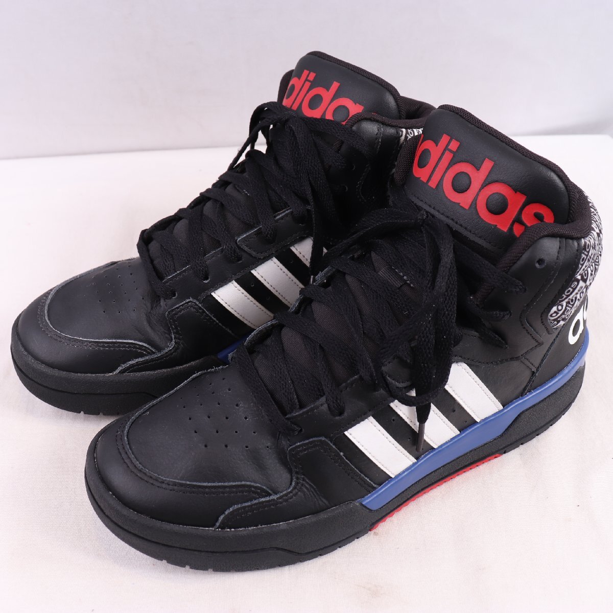 ENTRAP MID 27.0cm/adidas エントラップ ミッド アディダス スニーカー 黒 ブラック 白 青 ロゴ柄 中古 古着 メンズ ad6635拍卖
