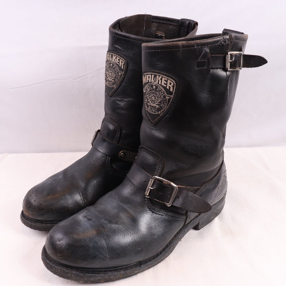 PT91 エンジニア ブーツ 9 1/2 EE/ 27.5cm-28.0cm 位 USA製 スチールトゥ 米国製 WALKER ウォーカー バイクブーツ メンズ 中古 eb1922拍卖