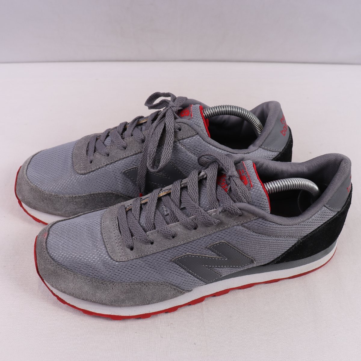 501 ニューバランス 27.0cm/new balance 灰 グレー 黒 ブラック 赤 レッド 中古 古着 メンズ スニーカー yy6731拍卖