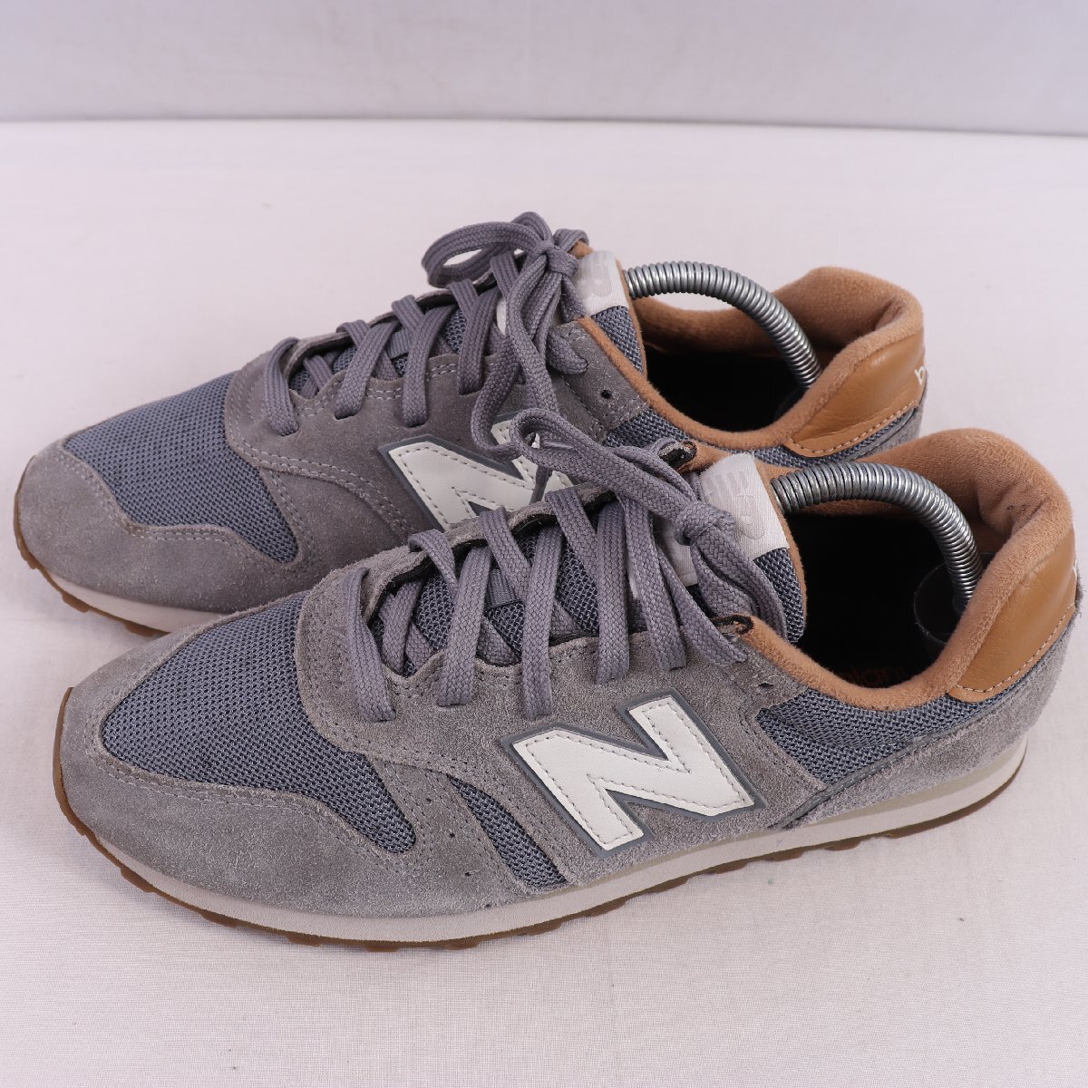 373 ニューバランス 27.0cm/new balance 灰 グレー 白 ホワイト 茶 ブラウン 中古 古着 メンズ スニーカー yy6753拍卖