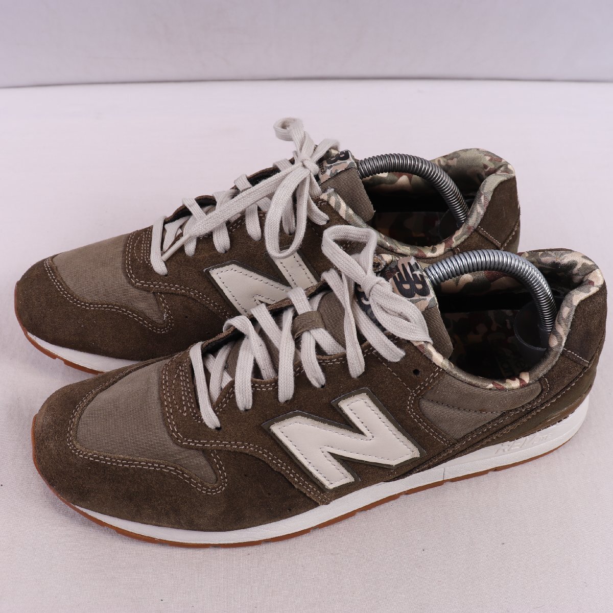 996 ニューバランス 27.5cm/new balance カーキ グリーン系 オフホワイト 迷彩 カモフラージュ 中古 古着 メンズ スニーカー yy6802拍卖