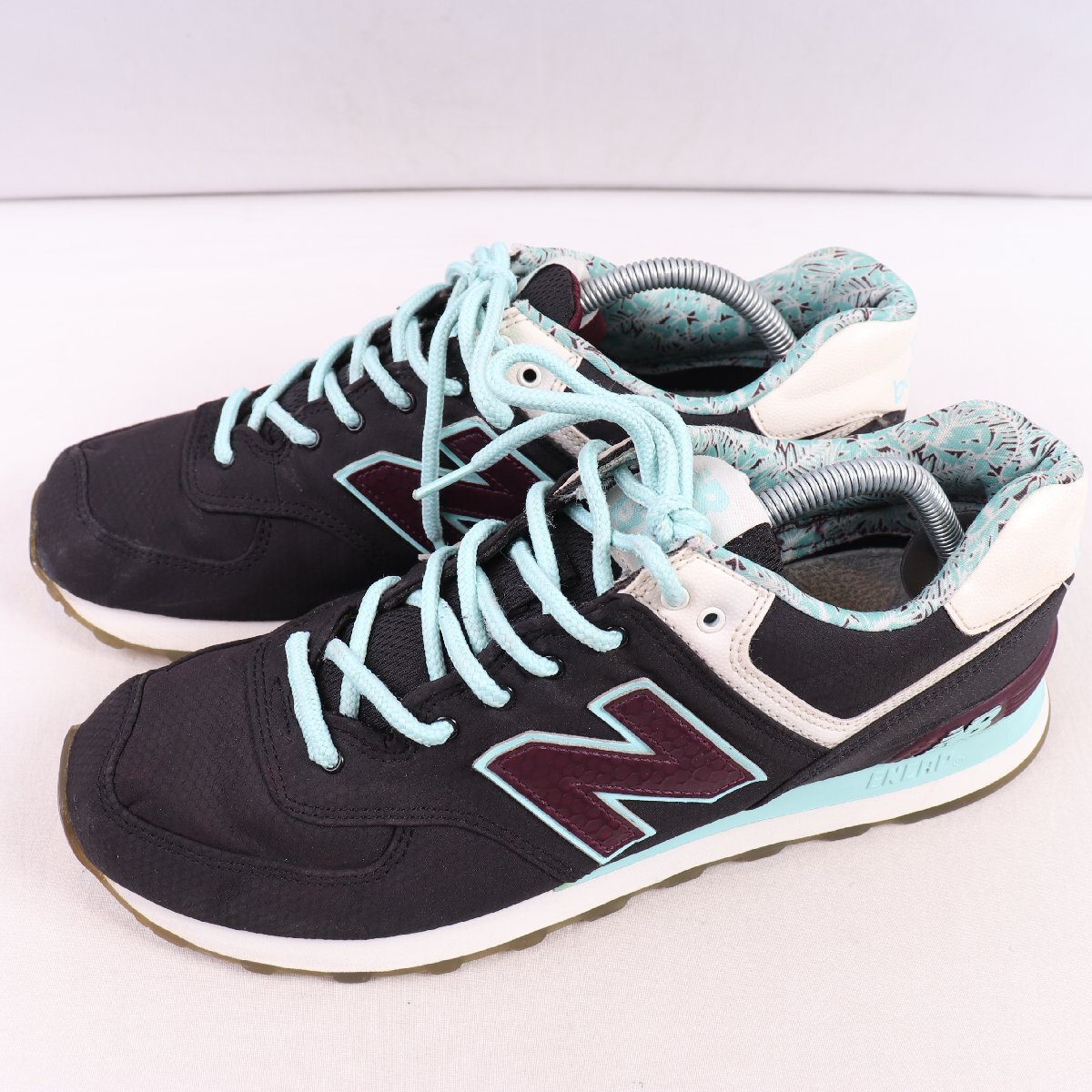 574 ニューバランス 27.5cm/new balance 黒 ブラック あずき 水色 中古 古着 メンズ スニーカー yy6822拍卖