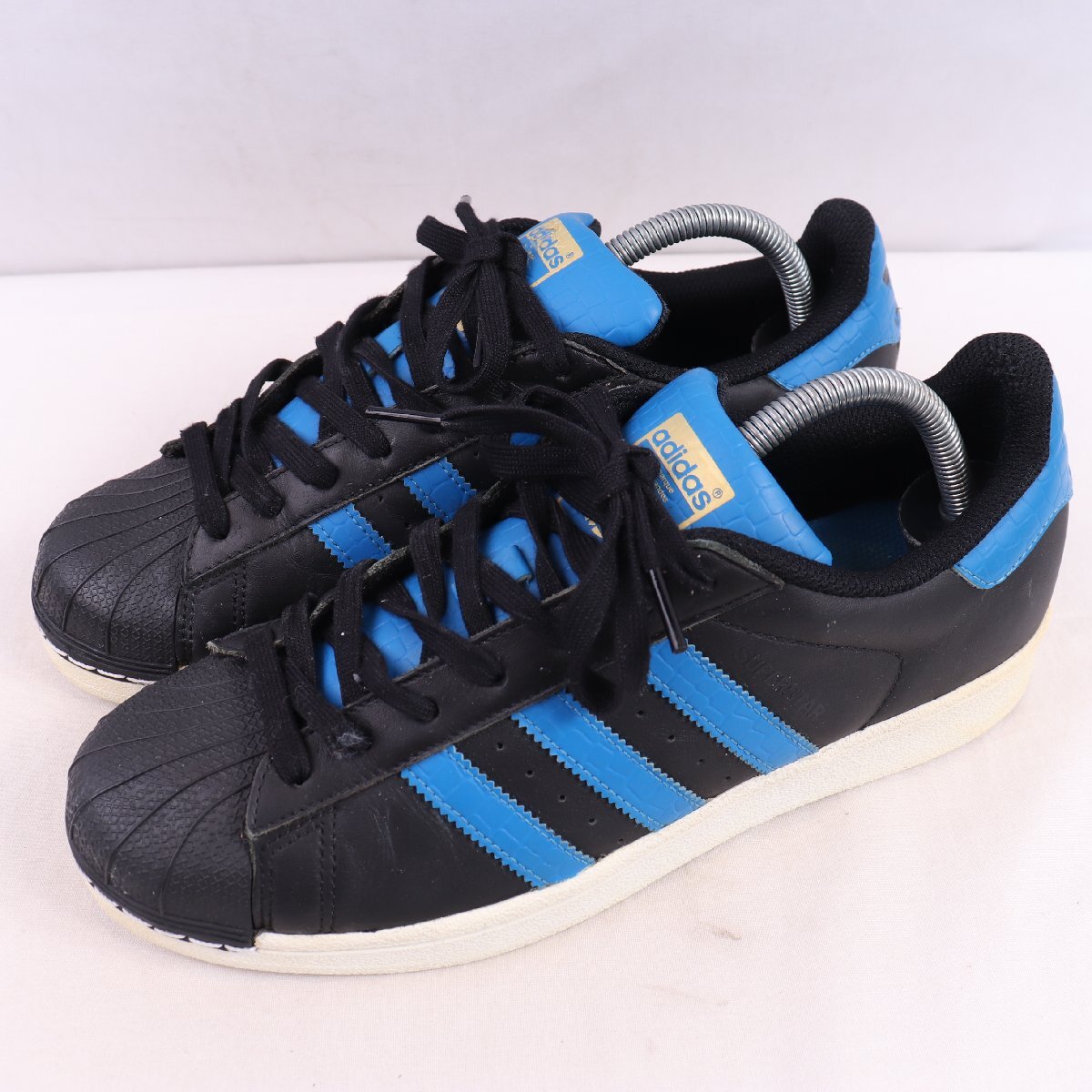 SUPERSTAR 26.0cm/adidas スーパースター アディダス スニーカー 黒 ブラック 青 白 中古 古着 メンズ ad6694拍卖