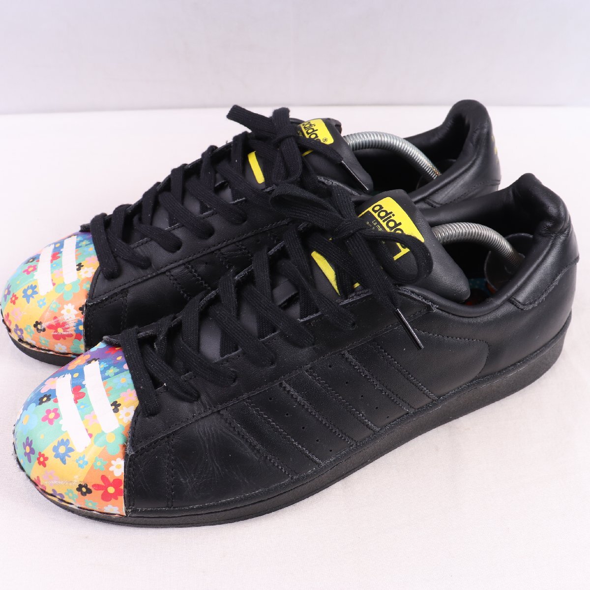 SUPERSTAR 28.5cm/adidas スーパースター アディダス スニーカー 黒 ブラック 花柄 中古 古着 メンズ ad6698拍卖
