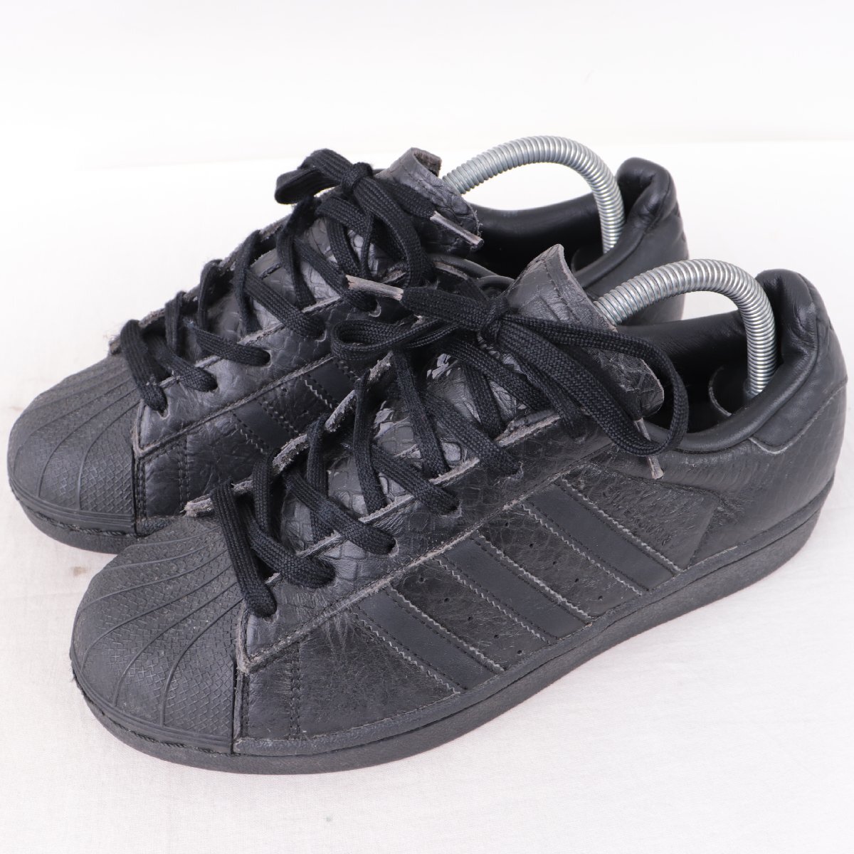 SUPERSTAR 24.5cm/adidas スーパースター アディダス スニーカー 黒 ブラック 蛇柄 中古 古着 レディース ad6708拍卖