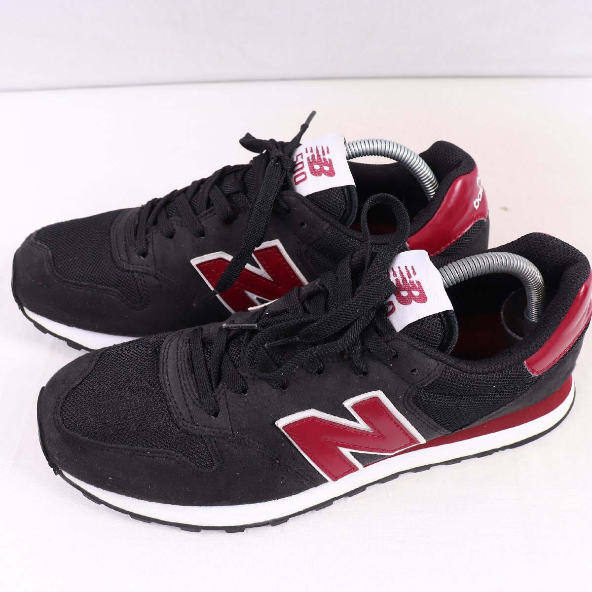 500 ニューバランス 26.5cm/new balance 黒 ブラック ダークレッド 中古 古着 メンズ スニーカー yy6892拍卖