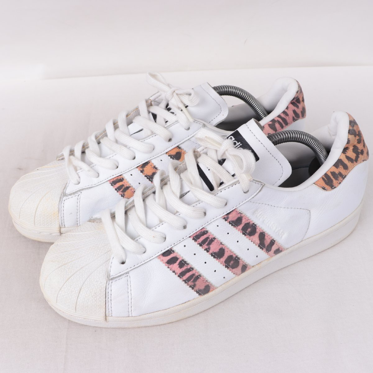 SUPERSTAR 27.5cm/adidas スーパースター アディダス スニーカー 白 ホワイト ヒョウ柄 中古 古着 レディース ad6714拍卖
