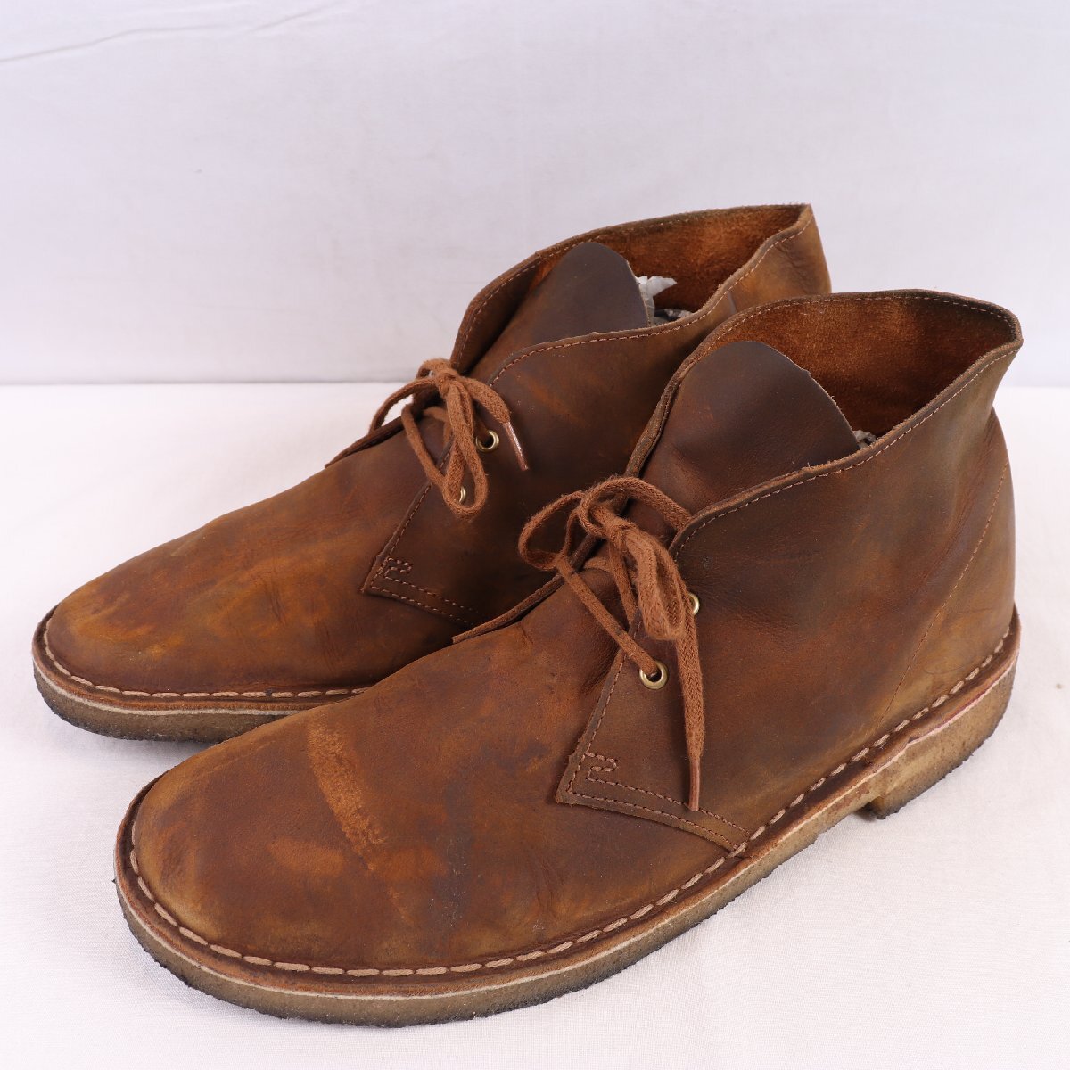 クラークス US 10 / 28.0cm レザー チャッカ デザートブーツ ブラウン 茶 Clarks Originals 革靴 メンズ 中古 古着 ds5459拍卖