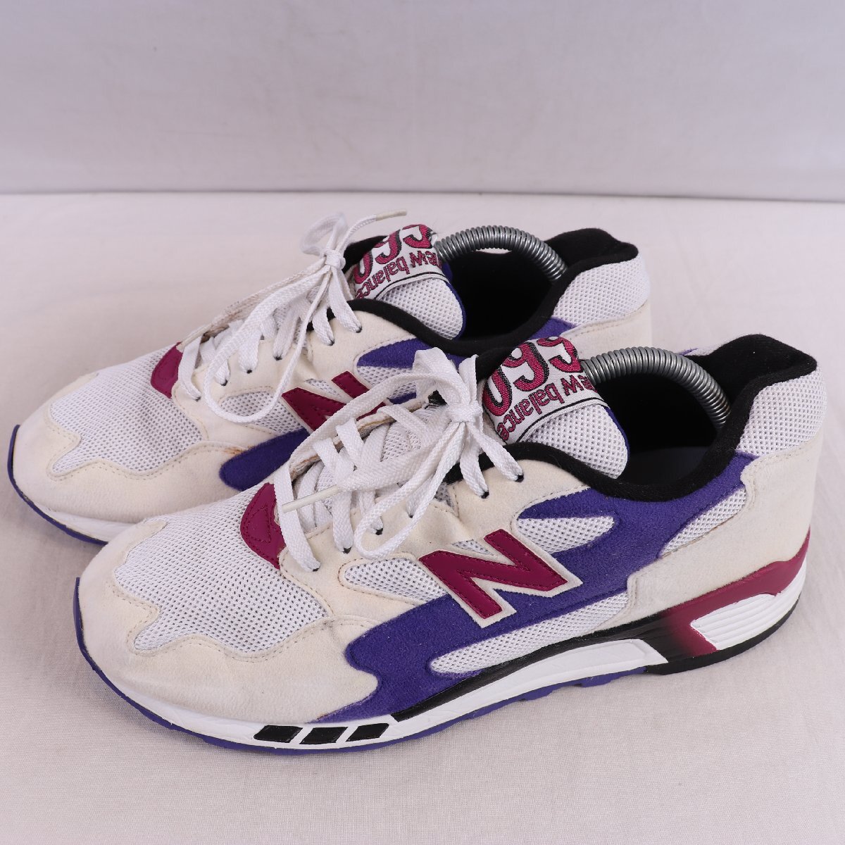 660 ニューバランス 27.0cm/new balance 白 ホワイト オフホワイト 赤紫 紫 パープル 中古 古着 メンズ スニーカー yy6949拍卖