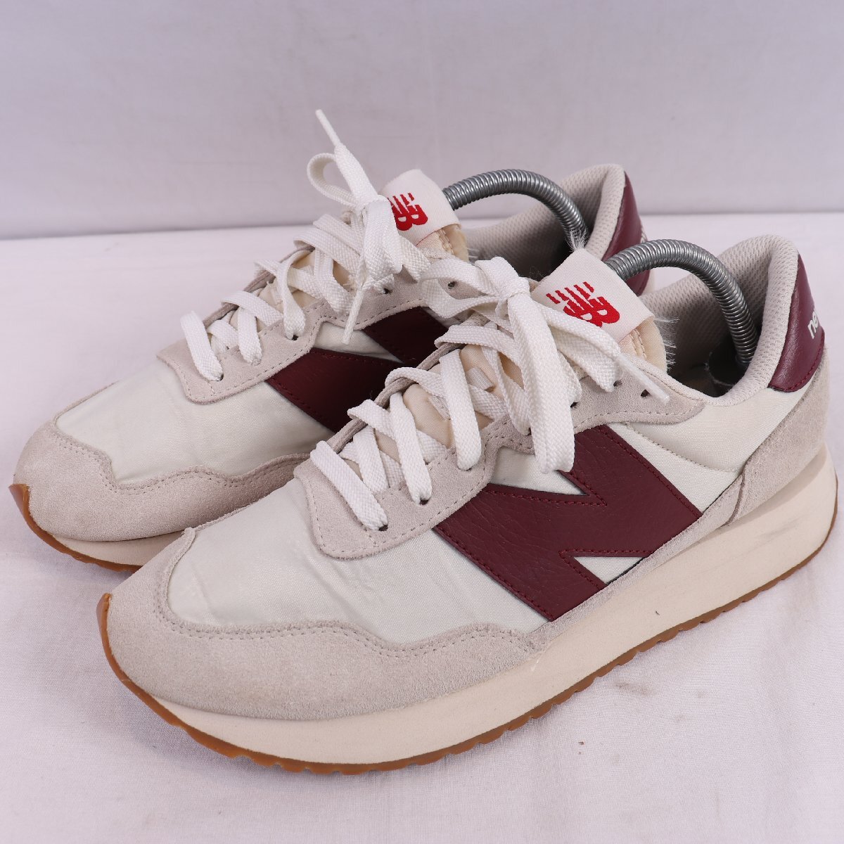 237 ニューバランス 27.0cm/New Balance MS237SB 白 ホワイト グレー 灰色 エンジ 中古 古着 スニーカー メンズ yy683拍卖
