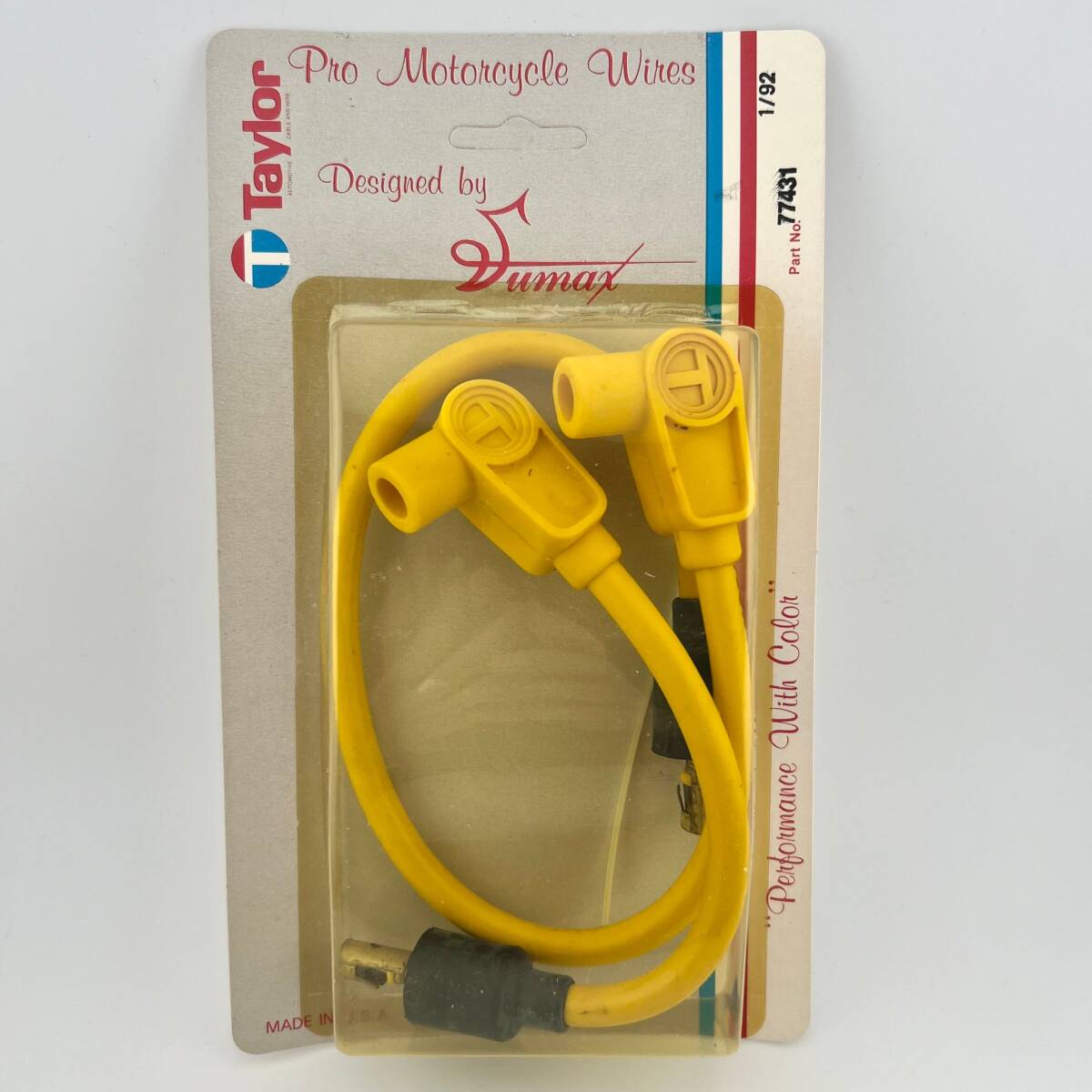 90's NOS テイラーSUMAXプラグコード:イエロー8mm 2本組 '78-'86ショベルFL FX '84-upエボBT '78-'85スポーツスターevoダイナ ソフテイル拍卖