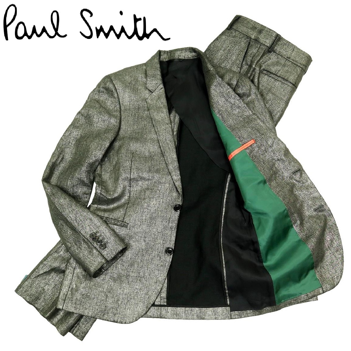 【B3474】【日本製】【ウレタン樹脂加工】Paul Smith ポールスミス スーツ セットアップ テーラードジャケット パンツ ボトム 拍卖