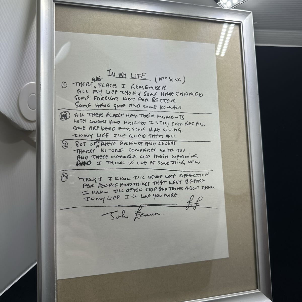 希少!! JOHN LENNON ジョンレノン IN MY LIFE インマイライフ 自筆譜 歌詞 ジョンレノンミュージアム ビートルズ BEATLES REPRO リプロ拍卖