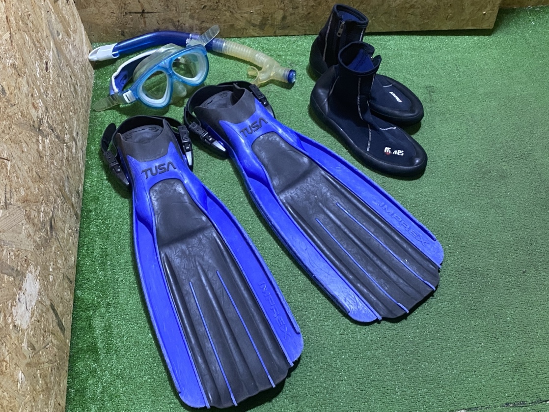 ダイビング3点セット フィン/TISA/全長60cm ブーツ/mares/28cm シュノーケル/GULL ダイビング用品 「21449」拍卖