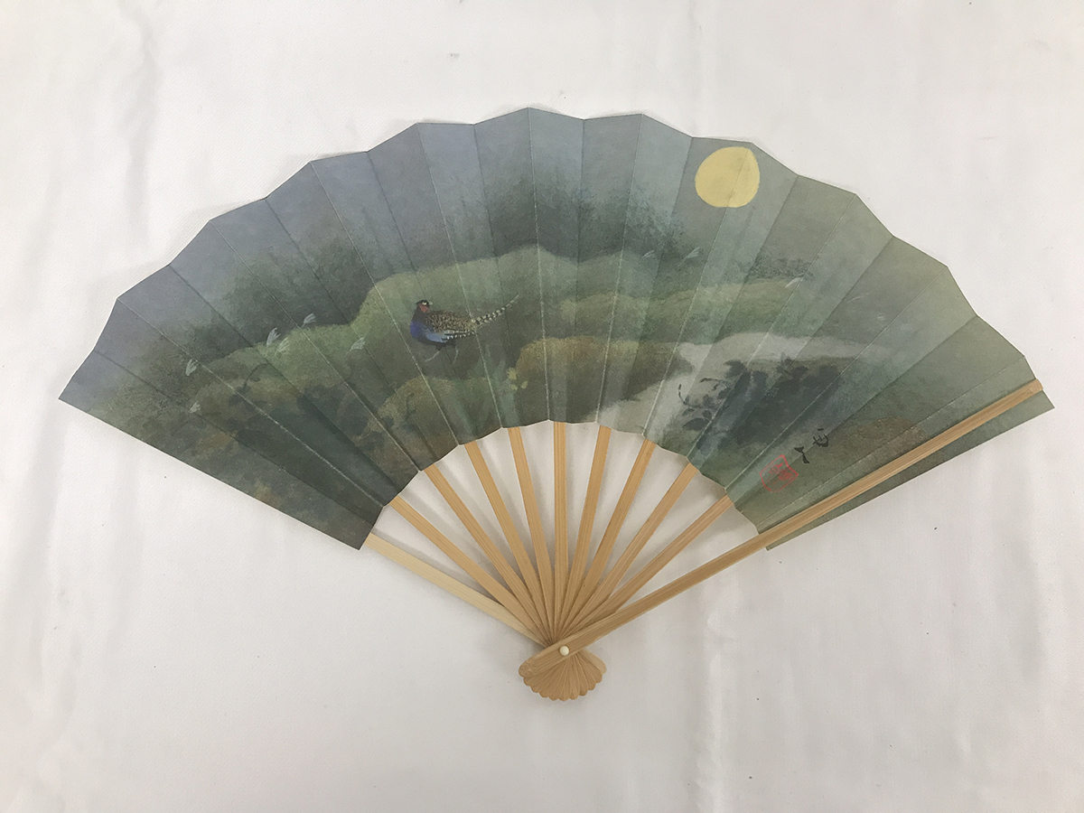 新品■工藤甲人 望の月 扇子 約27cm×41cm 未使用★送料無料拍卖