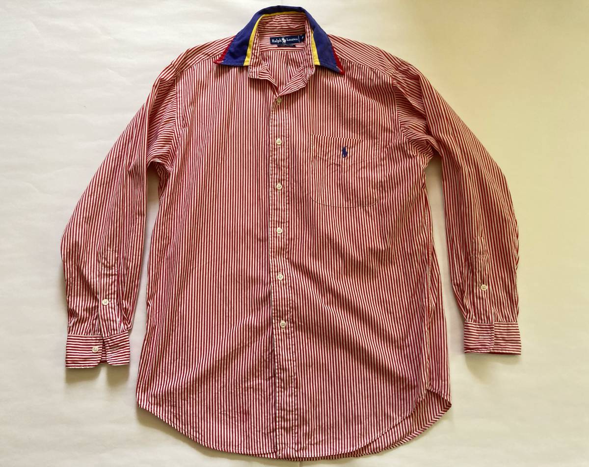 90s.ラルフローレン 長袖シャツ ストライプ Sサイズ ポロカントリー rugby ビンテージ vintage ポロスポーツ 1992 1993 拍卖