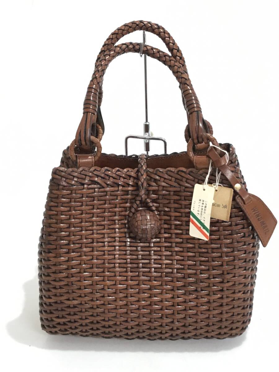 HG8635 wind mail ウィンドメール ハンド トート バッグ 手提げ籠 本革 レザー 編み込み 籠 籠バッグ 拍卖