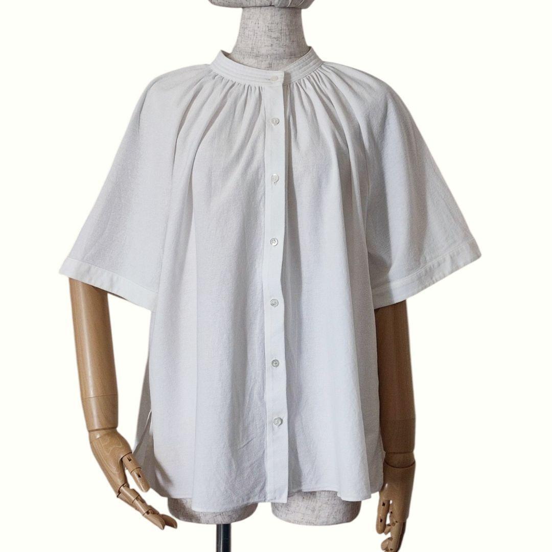 ユナイテッドアローズ バンドネック コットン 五分袖シャツ拍卖