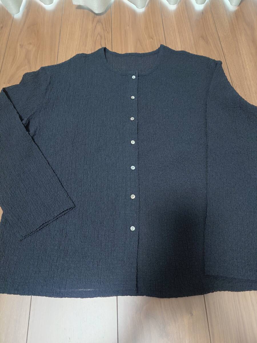 未使用 グリーンレーベルリラクシング ユナイテッドアローズ ポコポコ シャツ 長袖カーディガン ブラック 羽織り レディース拍卖