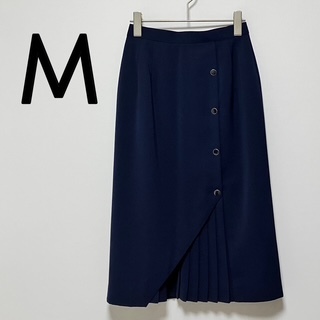 ★ 即決・送料無料 ★ 美品 レナウン SURELYLADY シュアレディー 飾りボタン&プリーツ タイトスカート M 紺拍卖