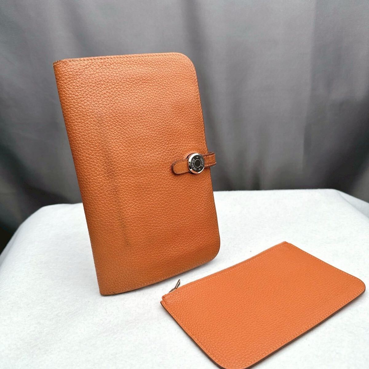 B009 エルメス HERMES ドゴン 長財布 シルバー金具 K刻印 男女兼用 拍卖