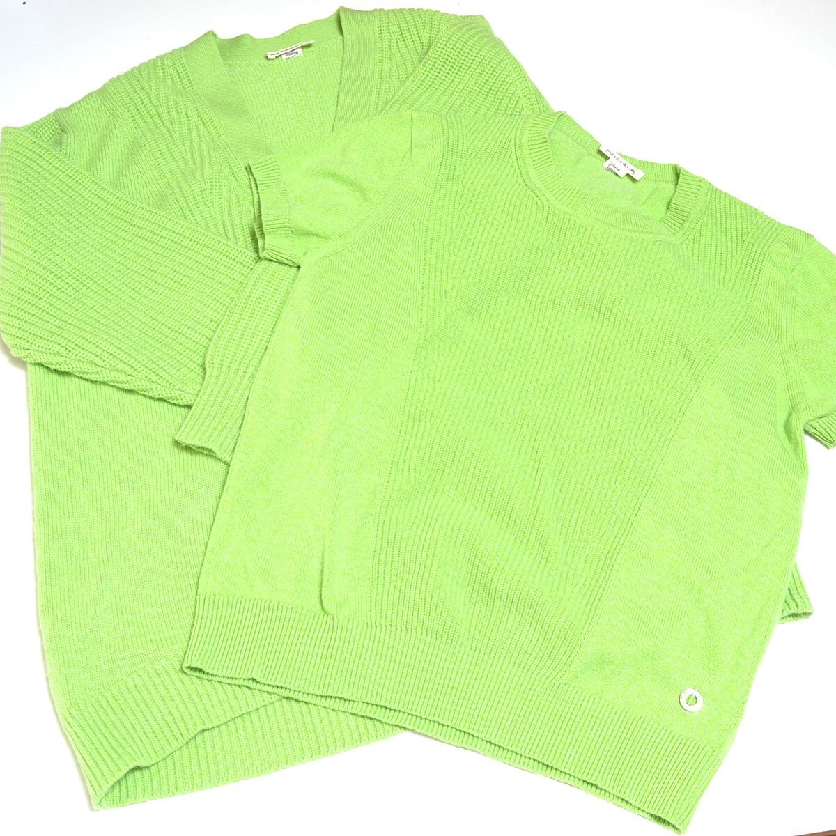 □545166 HERMES ◆アンサンブル 半袖セーター カーディガン カシミヤコットンニット アンサンブル サイズ42 23ss ニットソー レディース拍卖