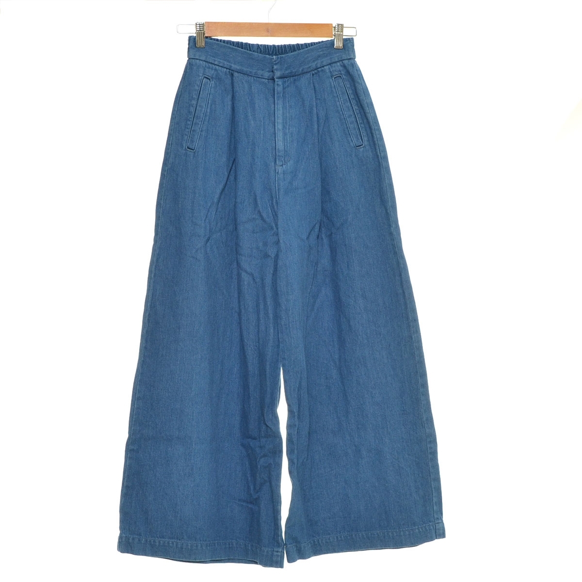 ■549083 EDGE OF LINE 倉敷 岡山デニム ●デニムパンツ ワイドイージーパンツ サイズF レディース 日本製 インディゴブルー拍卖
