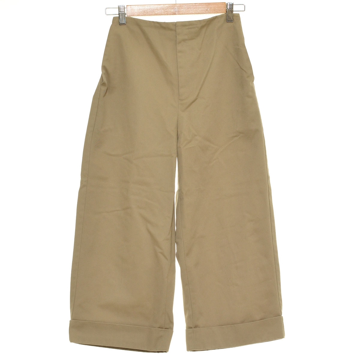 ■545076 MidiUmi ミディウミ ●パンツ ロールアップワイドチノパンツ サイズ1 レディース ベージュ拍卖