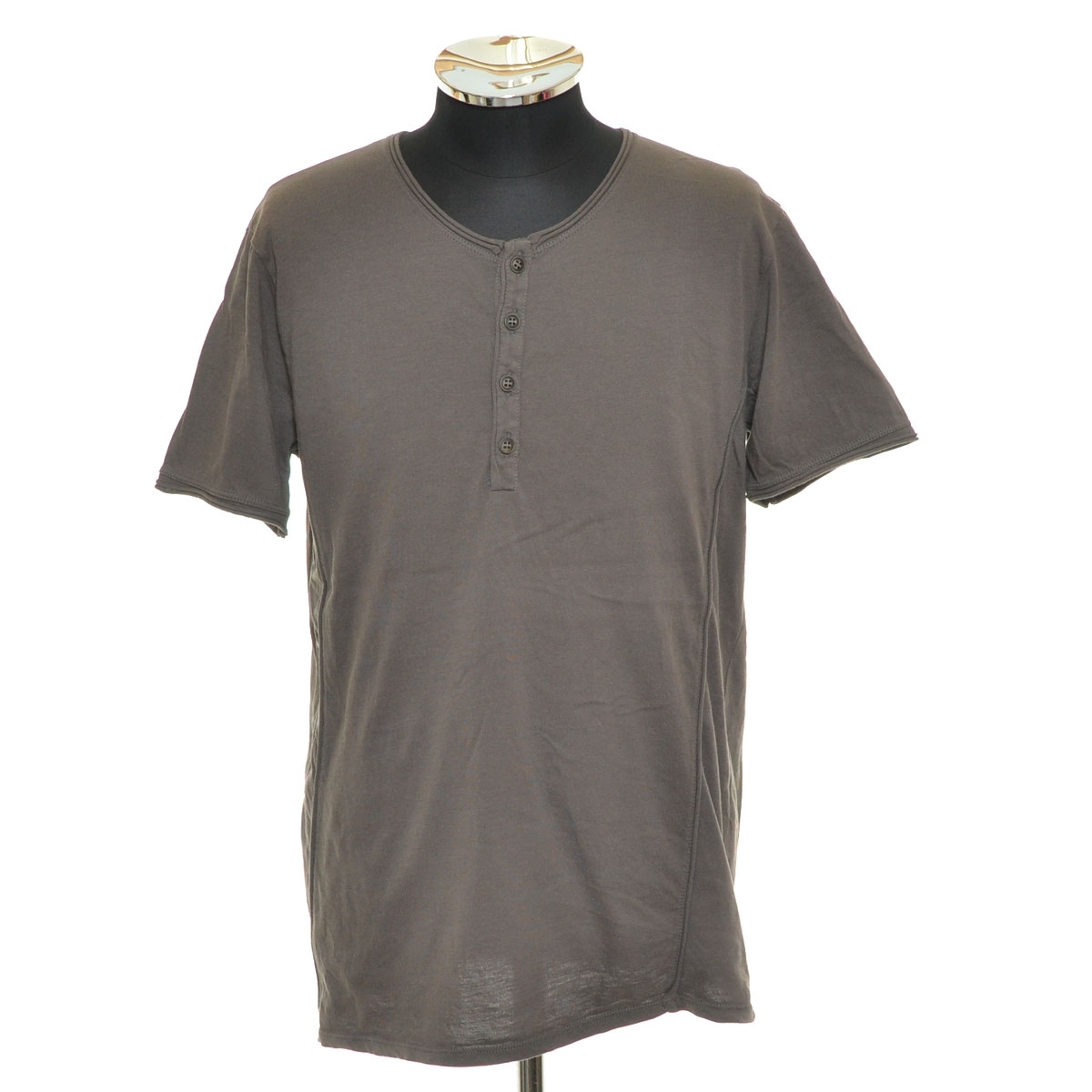 〇554613 ○VNECK Tシャツ 半袖 ヘンリーネック サイズS メンズ イタリア製 グレー拍卖